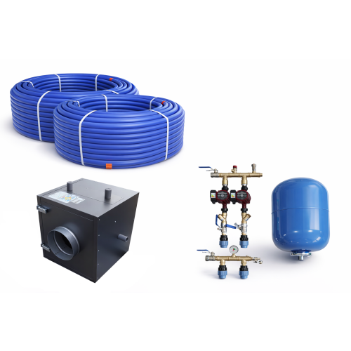 Zestaw do GWC glikolowego MAX 3kW  praca ciągła 1kW  360m rury fi 32